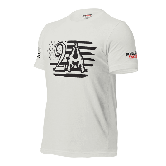 2A Flag T-Shirt - Second Amendment Crossed Rifles Patriotic Tee