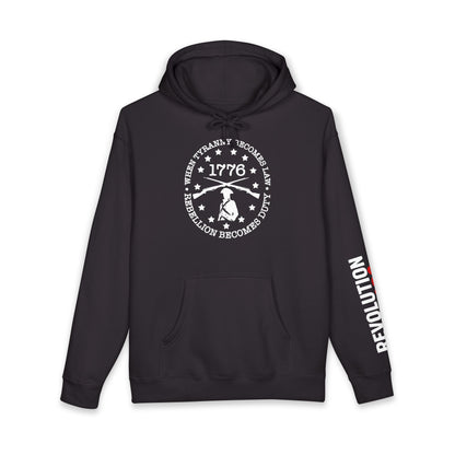 1776 Rebellion Pullover Hoodie - Minuteman & "Rebellion Becomes Duty" Sweatshirt