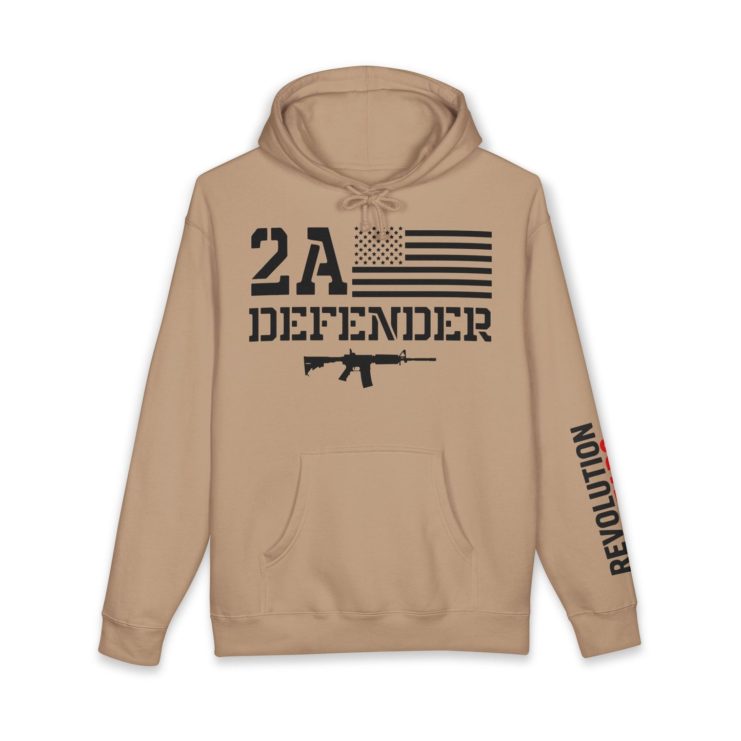 2A Defender Pullover Premium Hoodie - Second Amendment Flag & Rifle Sweatshirt