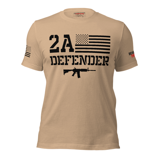 2A Defender T-Shirt - Second Amendment Flag & Rifle Graphic Tee