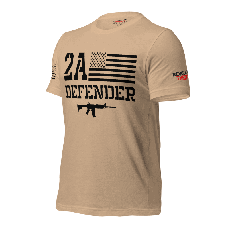 2A Defender T-Shirt - Second Amendment Flag & Rifle Graphic Tee