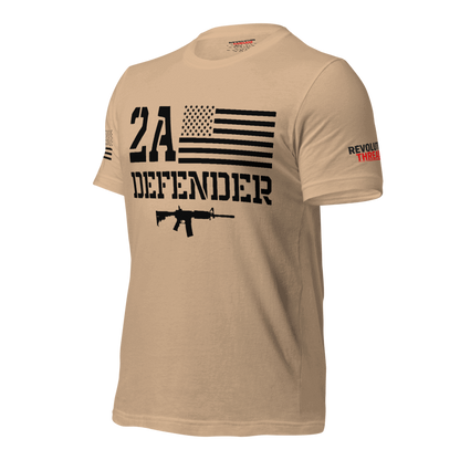 2A Defender T-Shirt - Second Amendment Flag & Rifle Graphic Tee