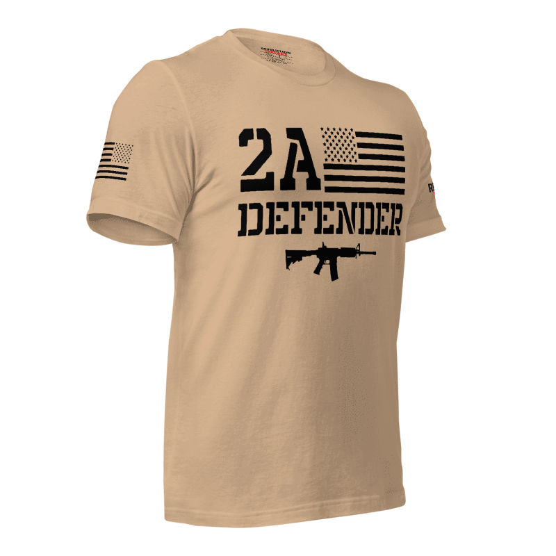 2A Defender T-Shirt - Second Amendment Flag & Rifle Graphic Tee