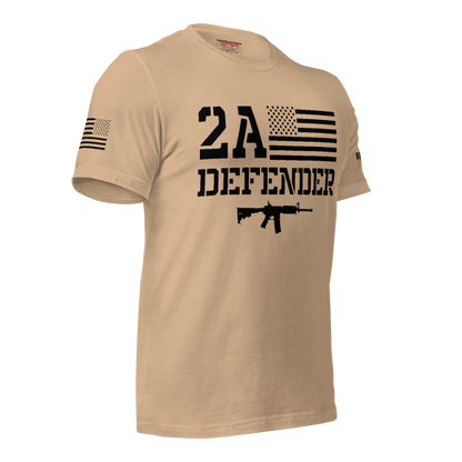 2A Defender T-Shirt - Second Amendment Flag & Rifle Graphic Tee