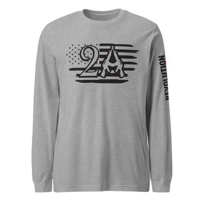 2A Flag Long Sleeve T-Shirt - Crossed Rifles & Gadsden Back Graphic
