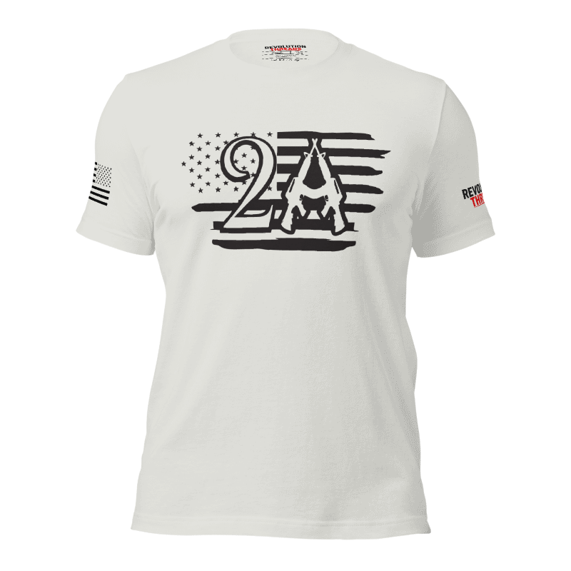 2A Flag T-Shirt - Second Amendment Crossed Rifles Patriotic Tee