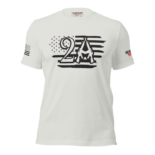 2A Flag T-Shirt - Second Amendment Crossed Rifles Patriotic Tee
