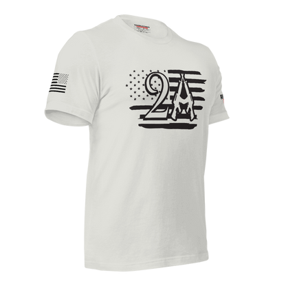 2A Flag T-Shirt - Second Amendment Crossed Rifles Patriotic Tee