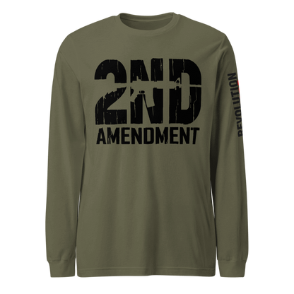 2nd Amendment Long Sleeve T-Shirt - Distressed 2A Rifle Graphic Tee