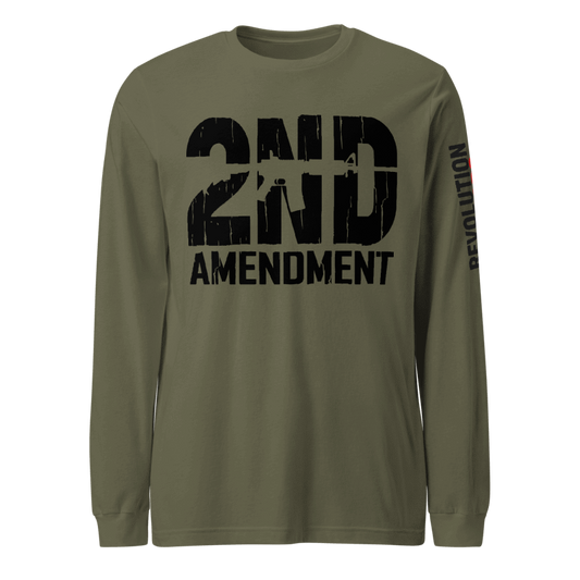 2nd Amendment Long Sleeve T-Shirt - Distressed 2A Rifle Graphic Tee