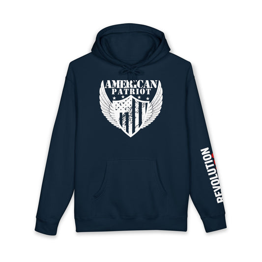 American Patriot Pullover Hoodie - Defend Liberty Flag and Eagle Sweatshirt