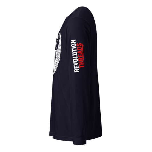 American Patriot Long Sleeve T-Shirt - Defend Liberty Flag and Eagle Graphic