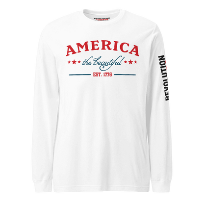 America The Beautiful Long Sleeve T-Shirt - Patriotic Tee