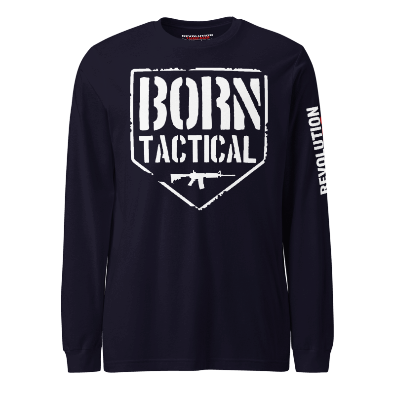 Born Tactical Long Sleeve T-Shirt - Distressed AR-15 Shield Graphic