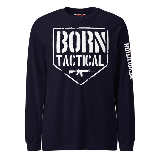 Born Tactical Long Sleeve T-Shirt - Distressed AR-15 Shield Graphic