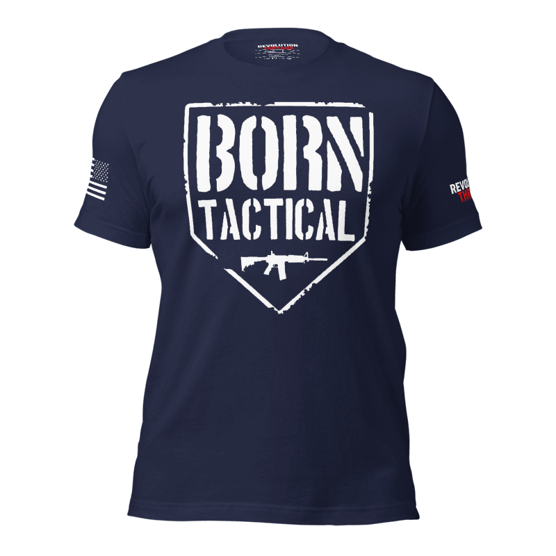 Born Tactical T-Shirt - Distressed AR-15 Shield & Gun Rights Tee