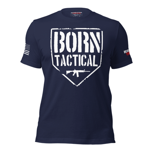 Born Tactical T-Shirt - Distressed AR-15 Shield & Gun Rights Tee