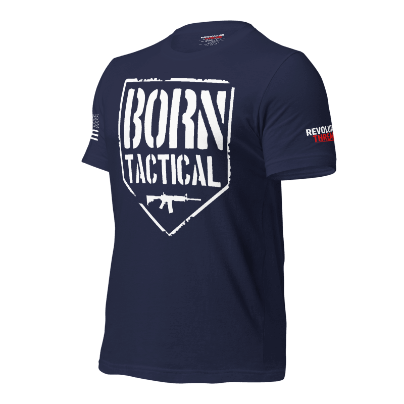 Born Tactical T-Shirt - Distressed AR-15 Shield & Gun Rights Tee