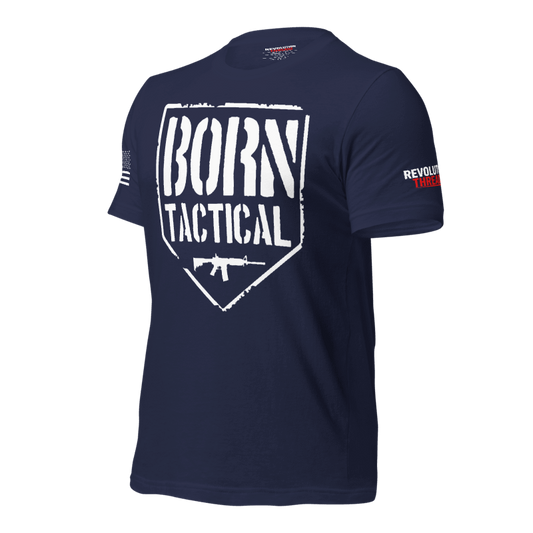 Born Tactical T-Shirt - Distressed AR-15 Shield & Gun Rights Tee