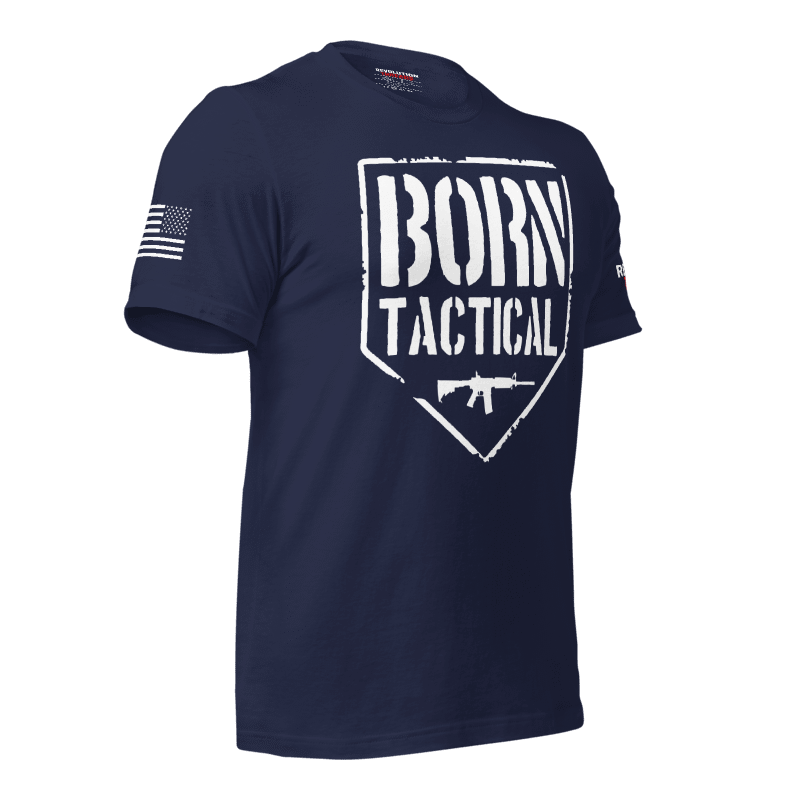 Born Tactical T-Shirt - Distressed AR-15 Shield & Gun Rights Tee