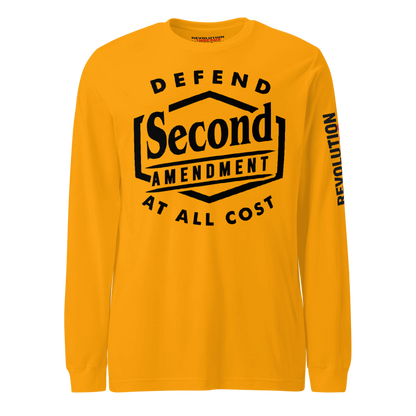 Defend The Second Long Sleeve T-Shirt - "Defend 2nd Amendment At All Cost" Graphic