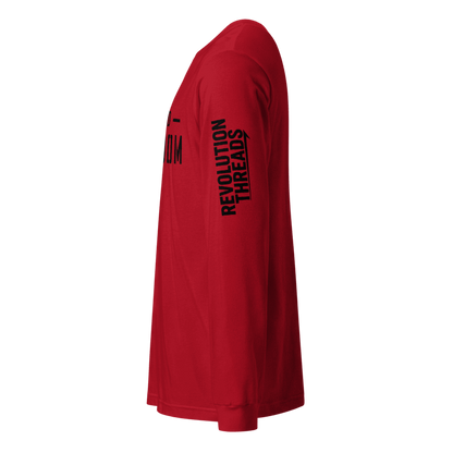 Demand Freedom Long Sleeve T-Shirt - Patriotic Flag & Bold Text Graphic