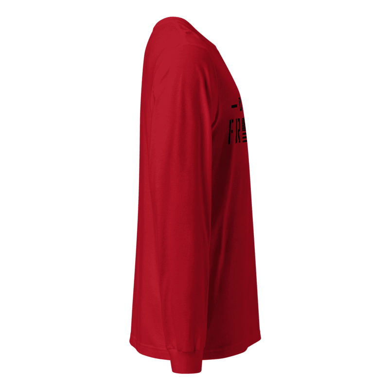 Demand Freedom Long Sleeve T-Shirt - Patriotic Flag & Bold Text Graphic