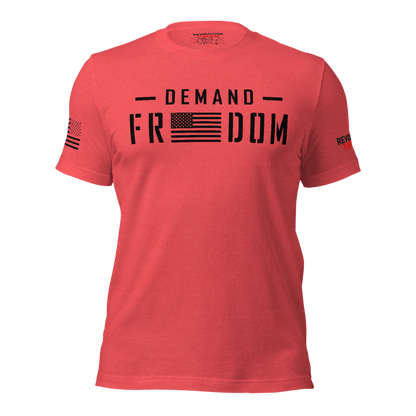 Demand Freedom T-Shirt - Patriotic Flag & Bold Text Graphic Tee