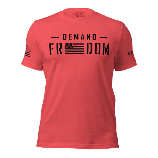 Demand Freedom T-Shirt - Patriotic Flag & Bold Text Graphic Tee