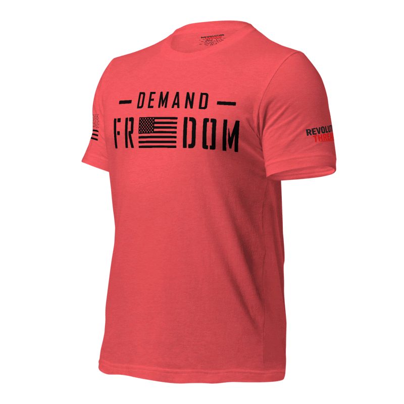 Demand Freedom T-Shirt - Patriotic Flag & Bold Text Graphic Tee