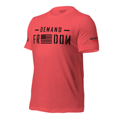 Demand Freedom T-Shirt - Patriotic Flag & Bold Text Graphic Tee