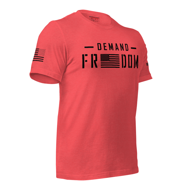 Demand Freedom T-Shirt - Patriotic Flag & Bold Text Graphic Tee