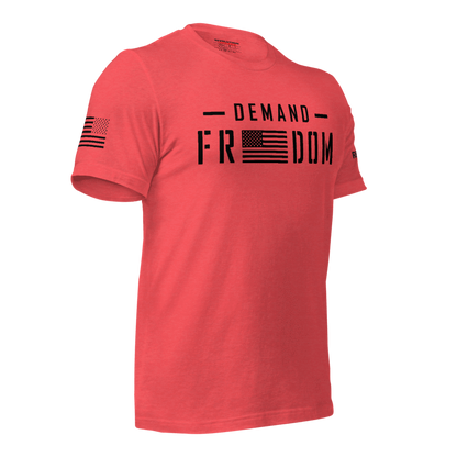 Demand Freedom T-Shirt - Patriotic Flag & Bold Text Graphic Tee