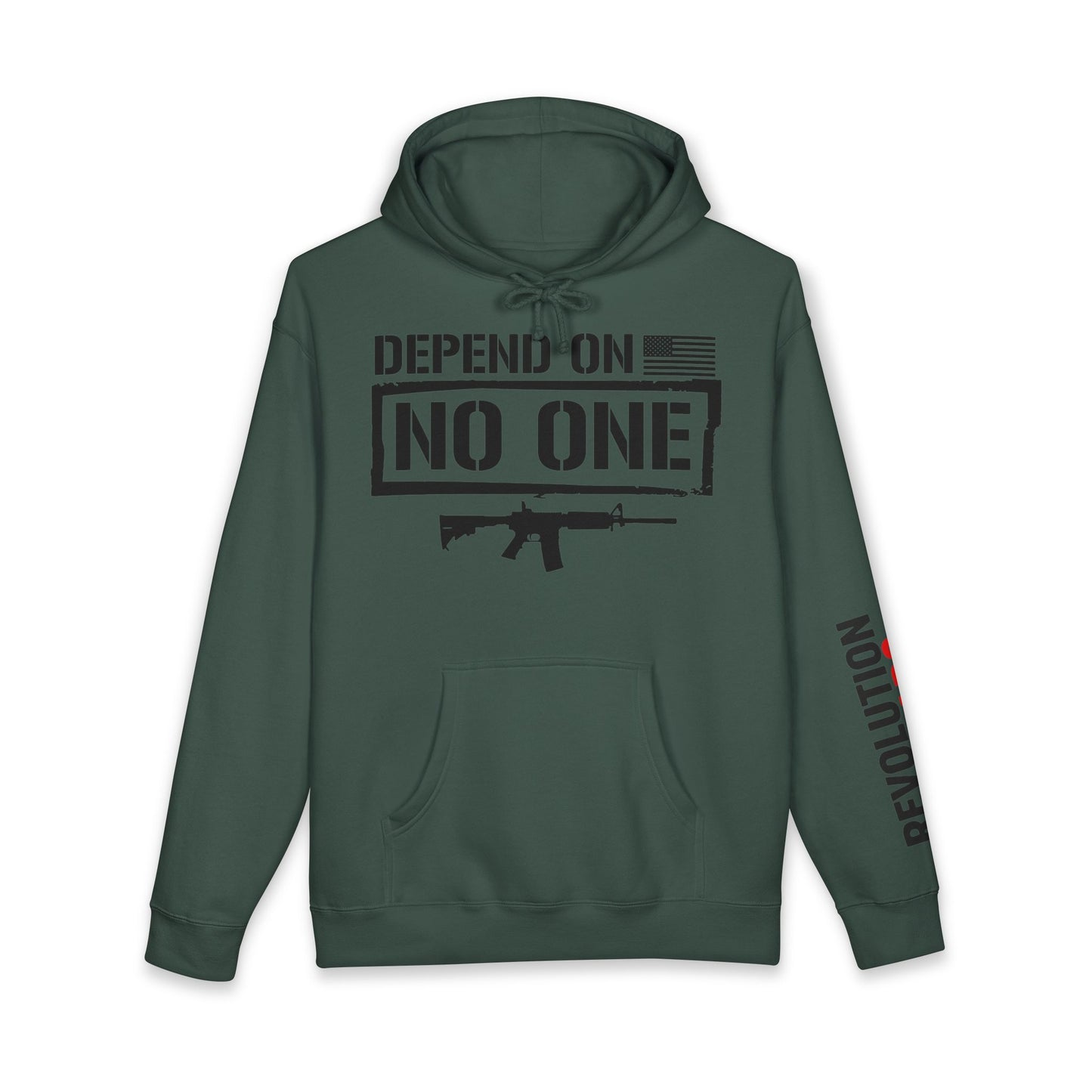 Depend On No One Pullover Hoodie - Tactical Rifle & Self-Reliance Sweatshirt